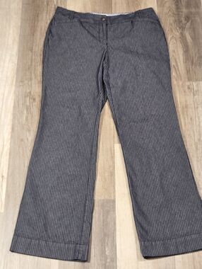 Ann Taylor Loft Pants Womens Size 4 Julie Striped Trouser Denim Mid Rise Wideleg